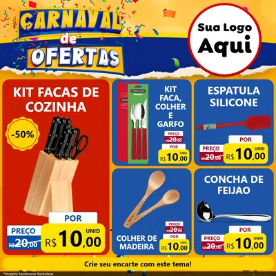 Modelo de Rede Social para Feed Facebook com o tema Carnaval de Ofertas para Utilidades Domésticas