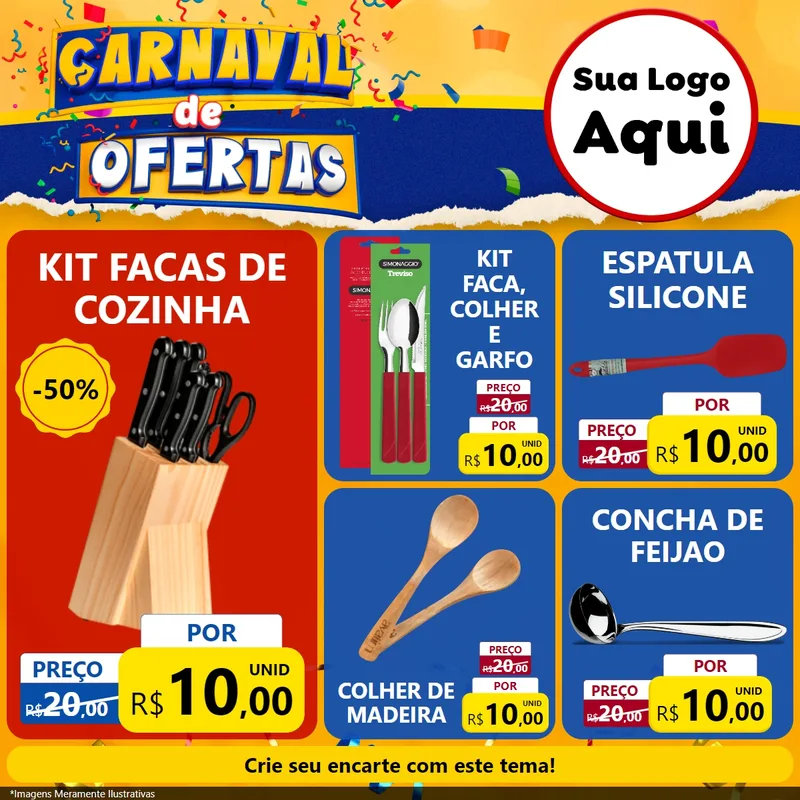Modelo de Rede Social para Feed Facebook com o tema Carnaval de Ofertas para Utilidades Domésticas