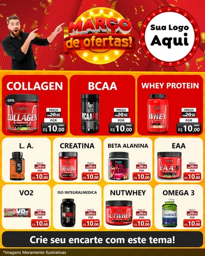 Modelo de Rede Social para Feed Instagram com o tema Março de Ofertas! para Suplementos alimentares