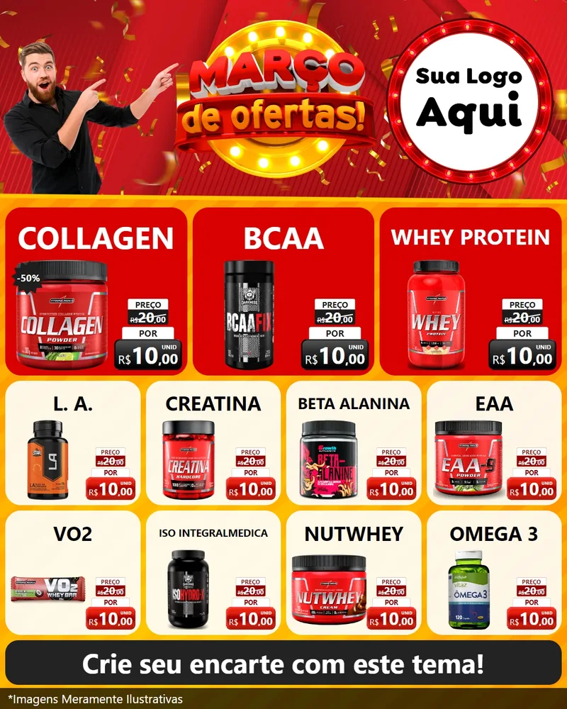 Modelo de Rede Social para Feed Instagram com o tema Março de Ofertas! para Suplementos alimentares