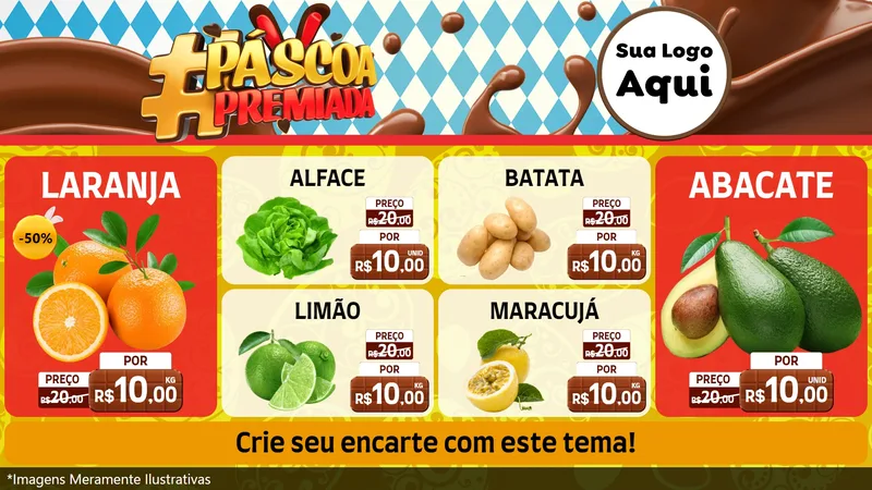 Modelo de TV para TV Horizontal com o tema Páscoa Premiada para Hortifrúti