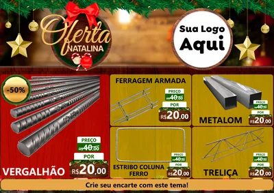Modelo de Encarte para Encarte A4 Horizontal com o tema Ofertas Natalina para Ferragens