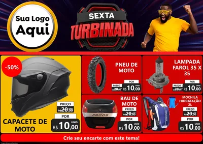 Modelo de Encarte para Encarte A4 Horizontal com o tema Sexta Turbinada para Moto peças