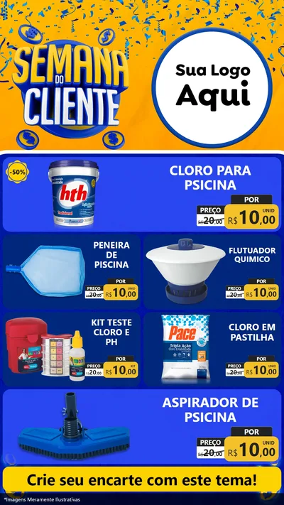 Modelo de TV para TV Vertical com o tema Semana do Cliente para Produtos para Piscina