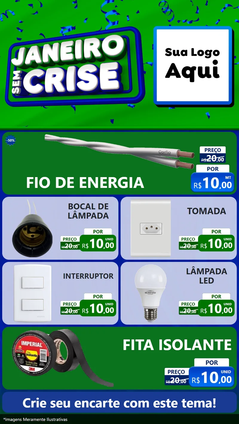 Modelo de TV para TV Vertical com o tema Janeiro Sem Crise para Materiais Elétricos