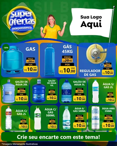 Modelo de Rede Social para Feed Instagram com o tema Super Ofertas de Independência para Água e gás