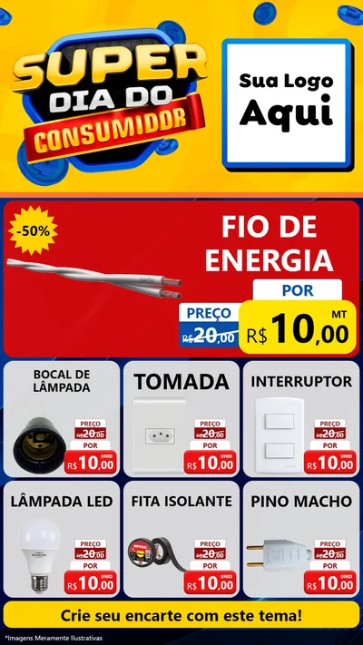 Modelo de Rede Social para Stories com o tema Super Dia do Consumidor para Materiais Elétricos