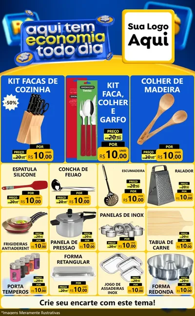 Modelo de Encarte para Encarte Grande com o tema Aqui Tem Economia Todo Dia para Utilidades Domésticas