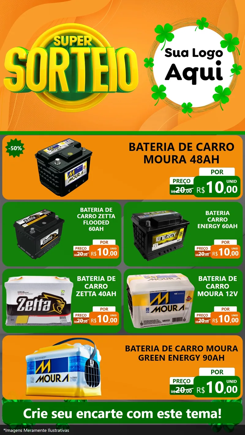 Modelo de TV para TV Vertical com o tema Super Sorteio para Baterias Elétricas