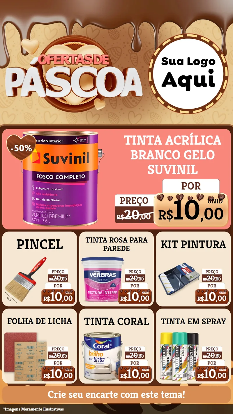 Modelo de Rede Social para Stories com o tema Ofertas de Páscoa para Tintas e Ferramentas