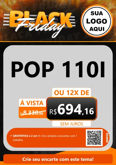 Modelo de Cartaz para Cartaz A4 Vertical com o tema Black Friday para Concessionaria de Motos