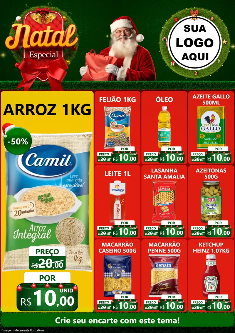 Modelo de Encarte para Encarte A4 Vertical com o tema Natal Especial para Supermercado