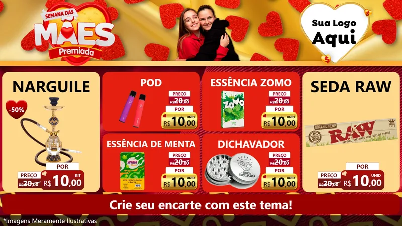 Modelo de TV para TV Horizontal com o tema Semana das Mães Premiada para Tabacaria
