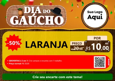 Modelo de Cartaz para Cartaz A4 Horizontal com o tema Dia do Gaúcho para Hortifrúti