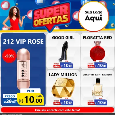 Modelo de Rede Social para Feed Facebook com o tema Super Ofertas para Perfumes