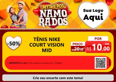 Modelo de Cartaz para Cartaz A4 Horizontal com o tema Arraiá dos Namorados para Calçados