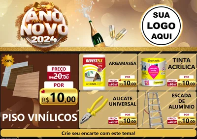 Modelo de Encarte para Encarte A4 Horizontal com o tema Feliz Ano Novo 2027 para Material para Construção