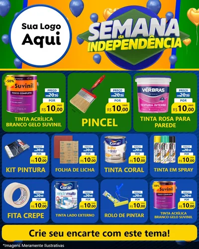 Modelo de Rede Social para Feed Instagram com o tema Semana da Independência para Tintas e Ferramentas