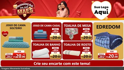 Modelo de TV para TV Horizontal com o tema Promoção Dia das Mães para Cama, Mesa e Banho