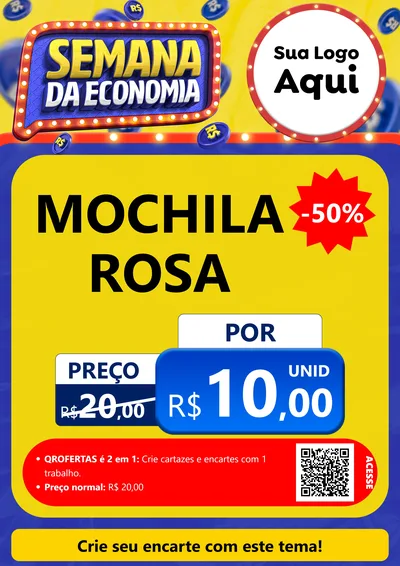 Modelo de Cartaz para Cartaz A4 Vertical com o tema Semana da Economia para Papelaria