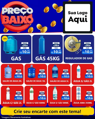 Modelo de Rede Social para Feed Instagram com o tema Preço Baixo para Água e gás