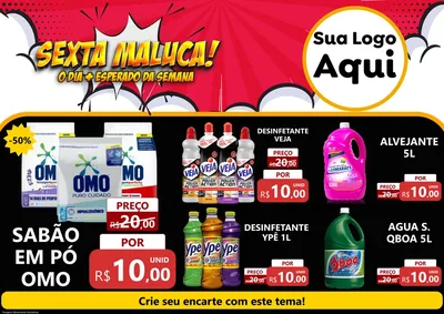 Modelo de Encarte para Encarte A4 Horizontal com o tema Sexta Maluca! para Produtos de Limpeza