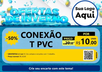 Modelo de Cartaz para Cartaz A4 Horizontal com o tema Ofertas de Inverno para Tubos e conexões