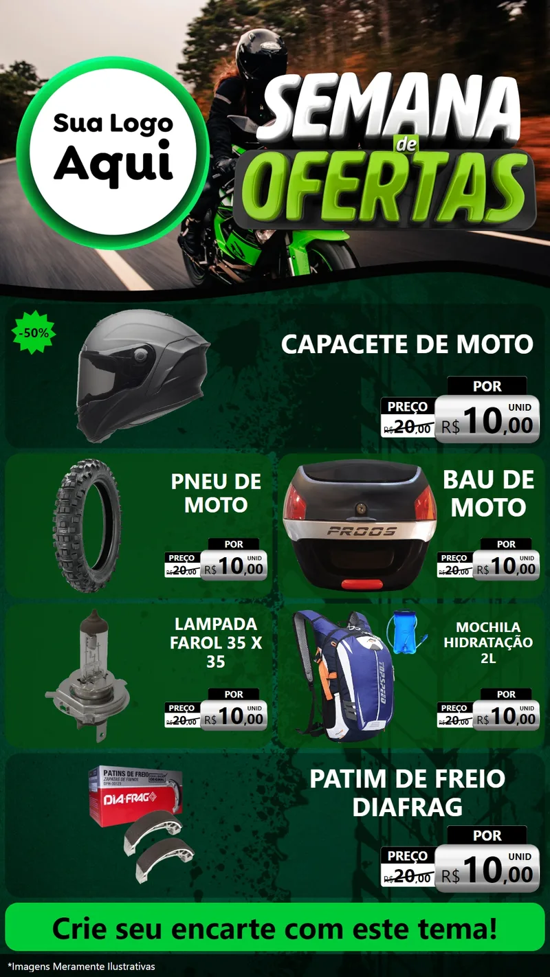 Modelo de TV para TV Vertical com o tema Semana De Ofertas - Motopeças para Moto peças