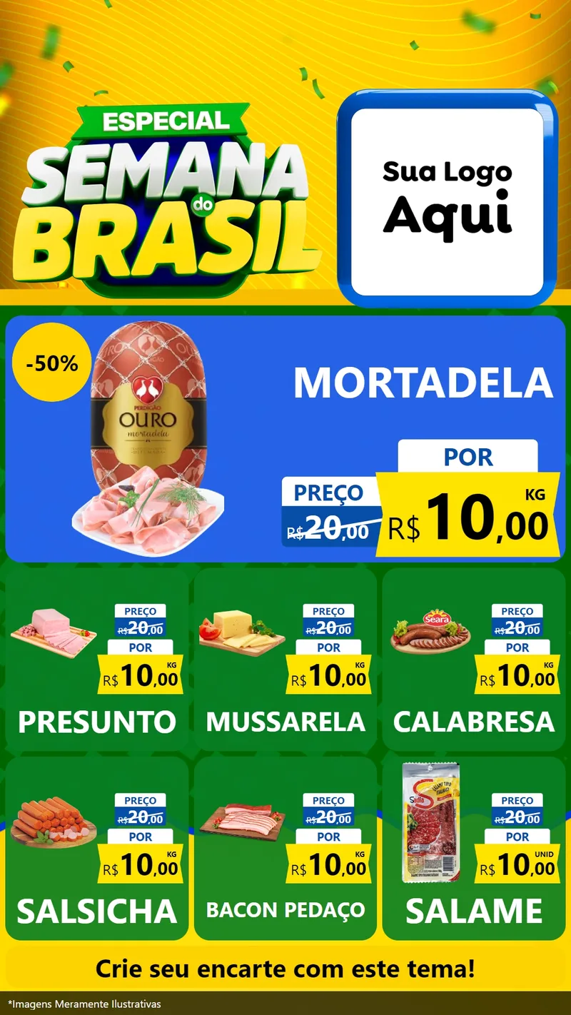 Modelo de Rede Social para Stories com o tema Especial Semana do Brasil para Frios e Laticínios