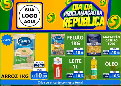 Modelo de Encarte para Encarte A4 Horizontal com o tema Dia Da Proclamação da República para Supermercado