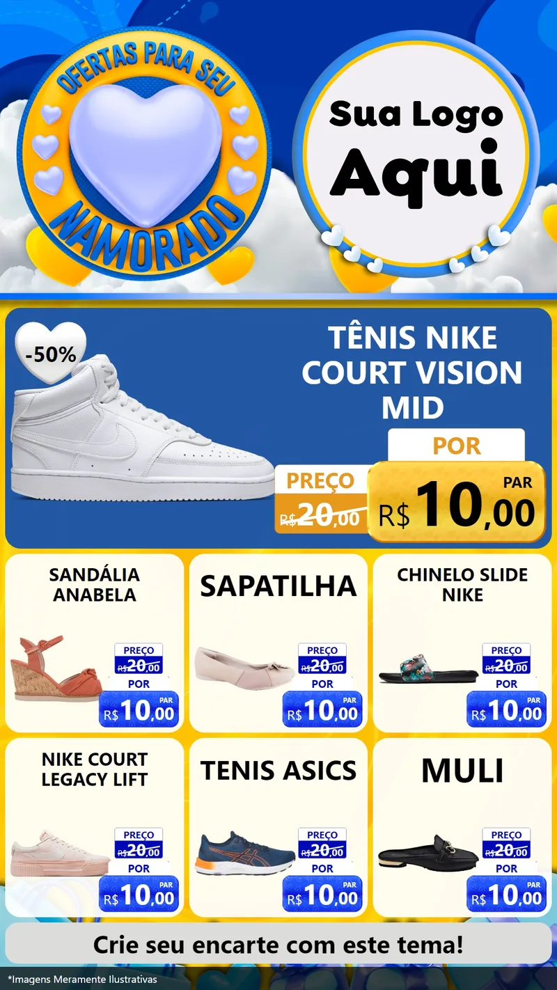 Modelo de Rede Social para Stories com o tema Ofertas Para Seu Namorado para Calçados