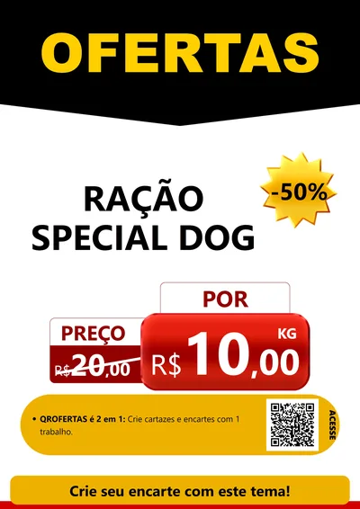 Modelo de Cartaz para Cartaz A4 Vertical com o tema Ofertas Preto e Vermelho Cartaz para Pet Shop