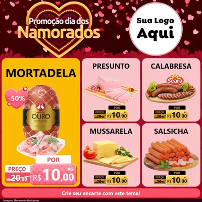 Modelo de Rede Social para Feed Facebook com o tema Promoção Dia Dos Namorados para Frios e Laticínios