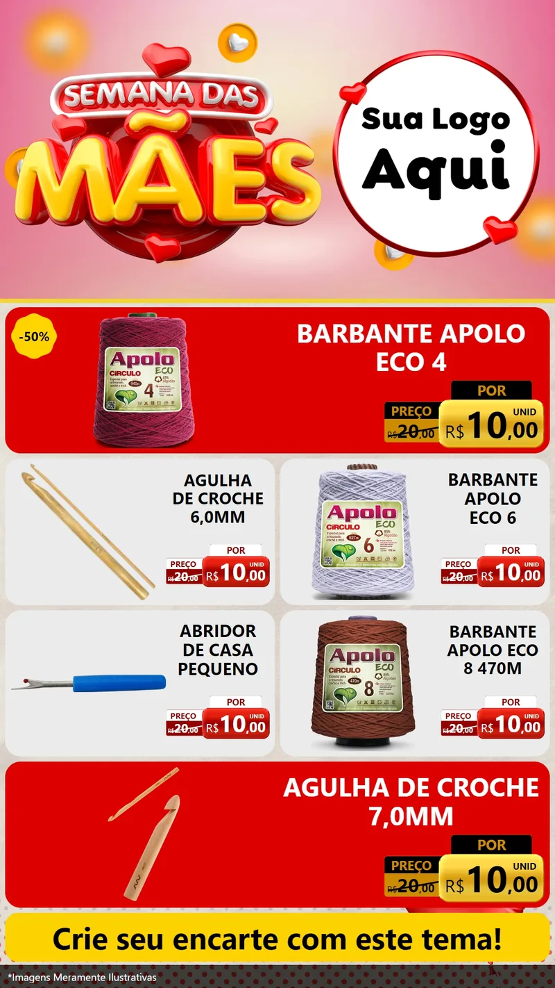 Modelo de TV para TV Vertical com o tema Semana das Mães para Armarinho e Aviamentos