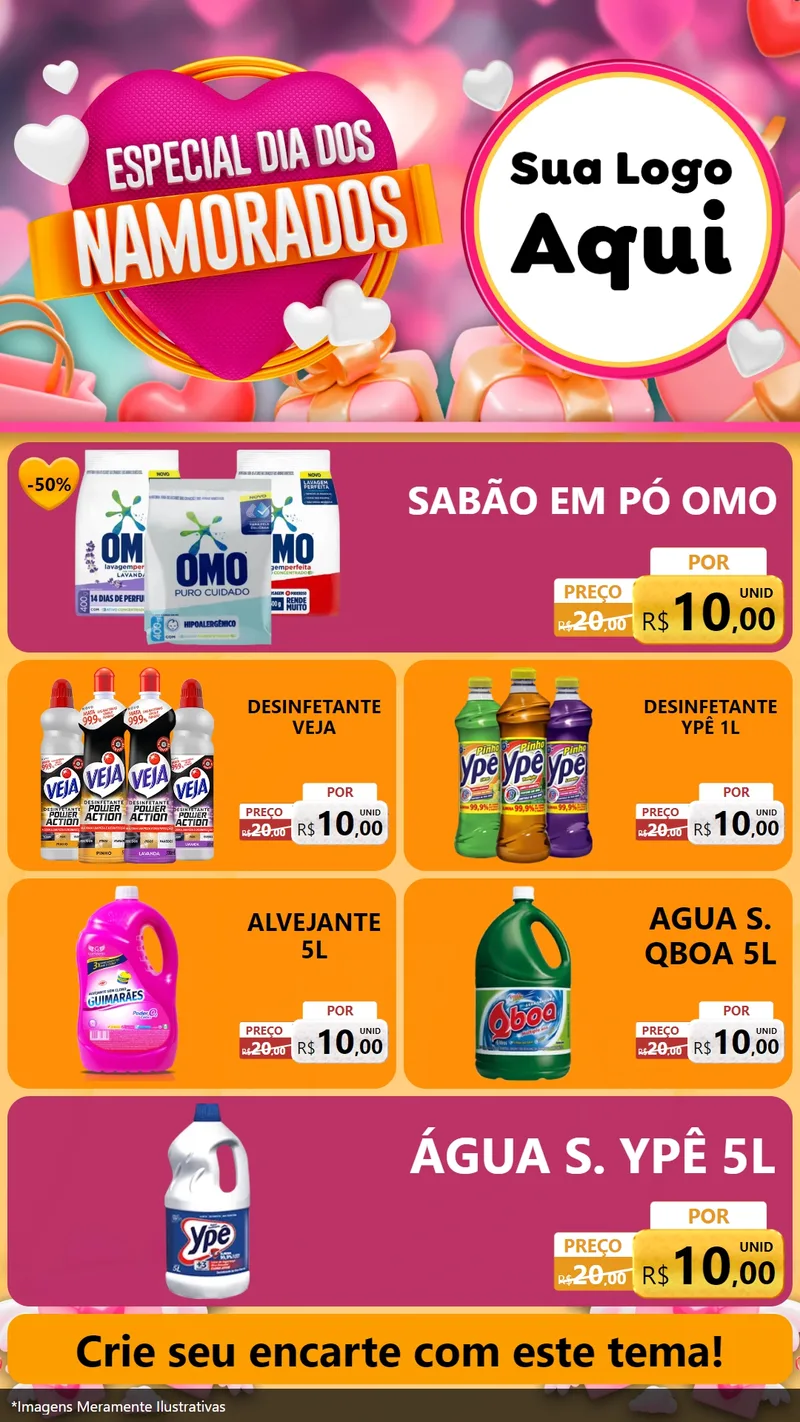 Modelo de TV para TV Vertical com o tema Especial Dia dos Namorados para Produtos de Limpeza