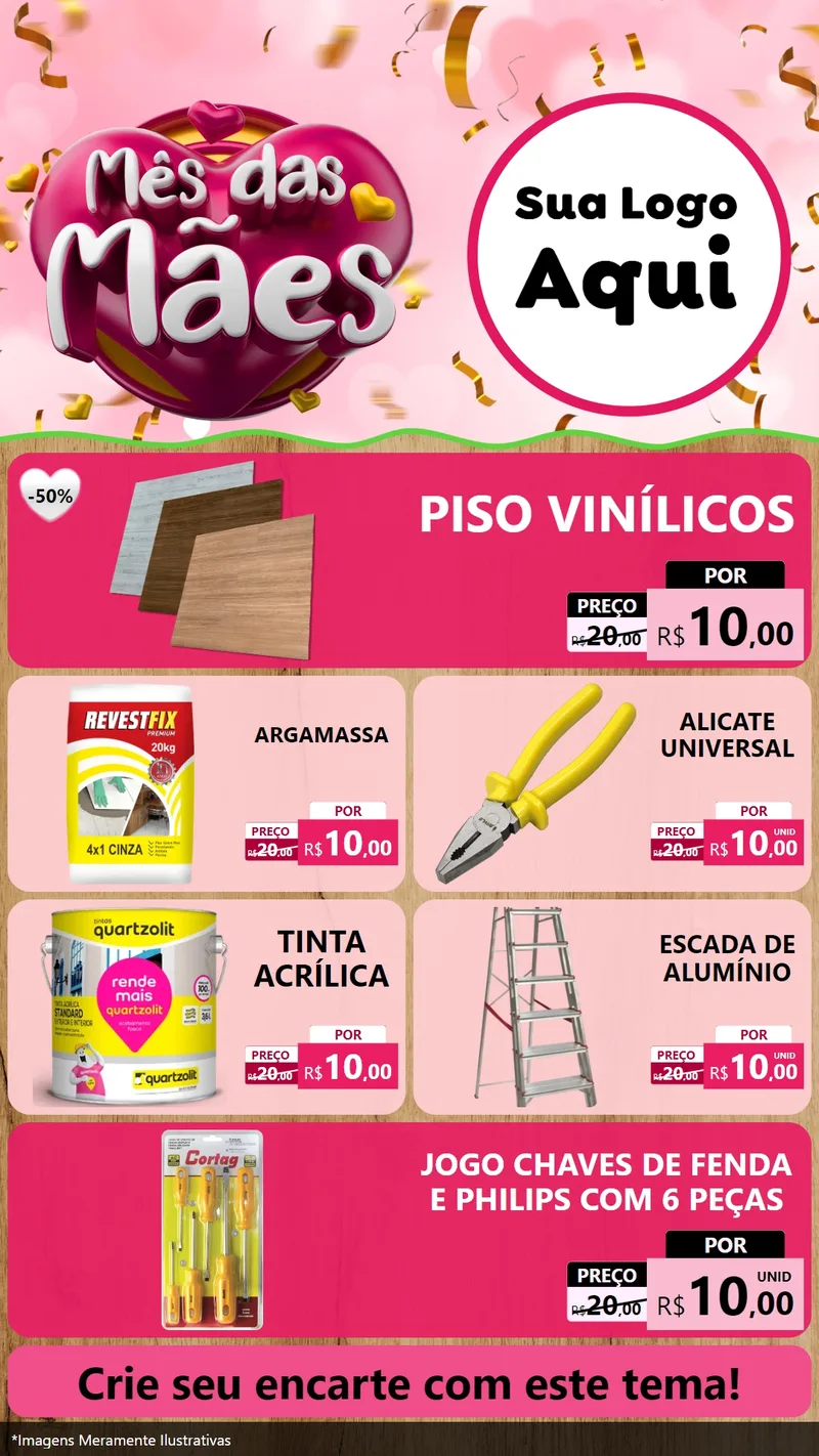 Modelo de TV para TV Vertical com o tema Mês das Mães para Material para Construção