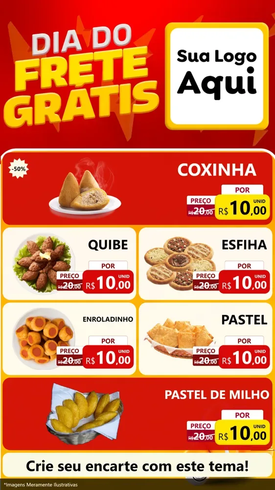 Modelo de TV para TV Vertical com o tema Dia do Frete Grátis para Salgadaria