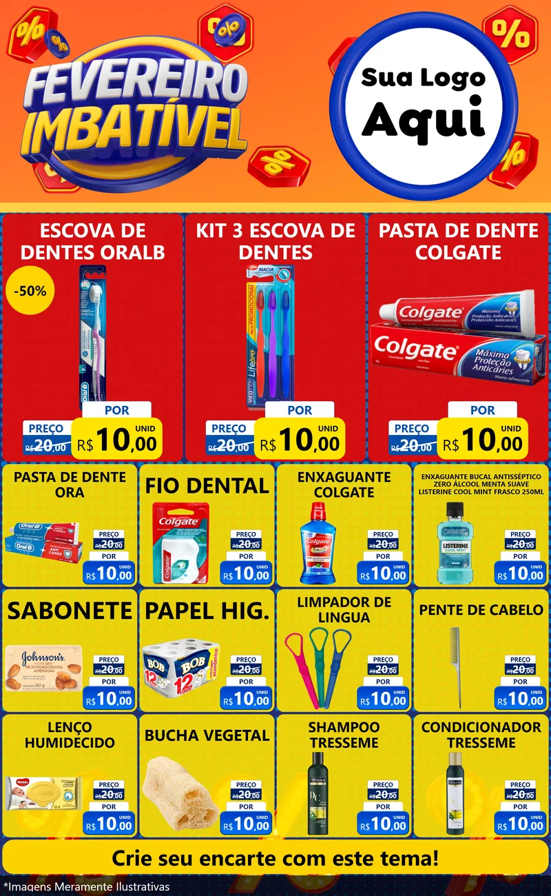 Modelo de Encarte para Encarte Grande com o tema Fevereiro Imbatível para Higiene Pessoal