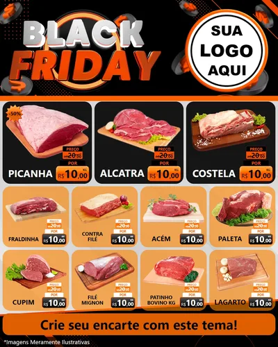 Modelo de Rede Social para Feed Instagram com o tema Black Friday para Açougue