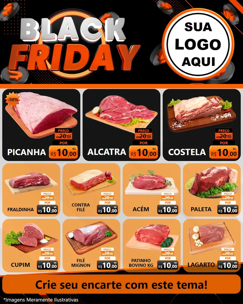 Modelo de Rede Social para Feed Instagram com o tema Black Friday para Açougue
