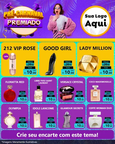Modelo de Rede Social para Feed Instagram com o tema Pré-Carnaval Premiado para Perfumes