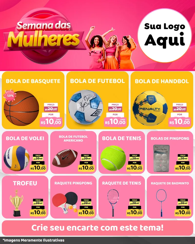 Modelo de Rede Social para Feed Instagram com o tema Semana das Mulheres para Artigos Esportivos