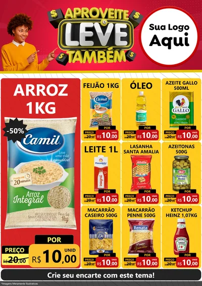 Modelo de Encarte para Encarte A4 Vertical com o tema Aproveite e Leve Também para Supermercado
