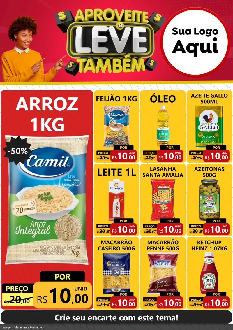 Modelo de Encarte para Encarte A4 Vertical com o tema Aproveite e Leve Também para Supermercado