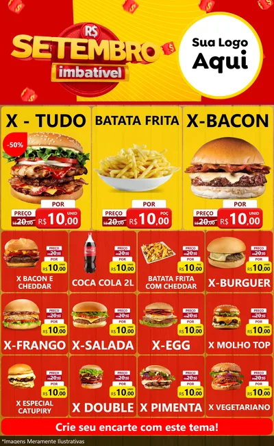 Modelo de Encarte para Encarte Grande com o tema Setembro Imbatível para Hamburgueria