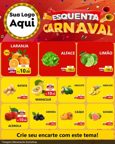 Modelo de Rede Social para Feed Instagram com o tema Esquenta Carnaval para Hortifrúti