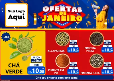Modelo de Encarte para Encarte A4 Horizontal com o tema Ofertas de Janeiro para Produtos Naturais