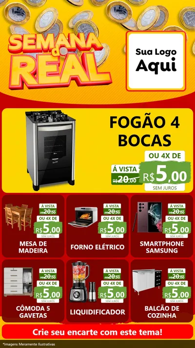 Modelo de Rede Social para Stories com o tema Semana do Real para Móveis e Eletro