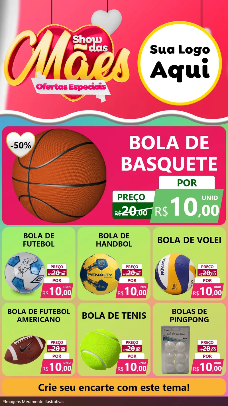 Modelo de Rede Social para Stories com o tema Show das Mães - Ofertas Especiais para Artigos Esportivos