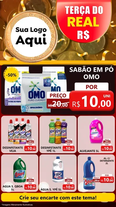 Modelo de Rede Social para Stories com o tema Terça do Real para Produtos de Limpeza